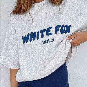 White Fox NWT Offstage Oversized Tee Mineral Gray S/M